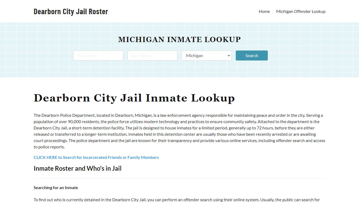 Dearborn Police Department & City Jail, MI Inmate Roster, Arrests, Mugshots